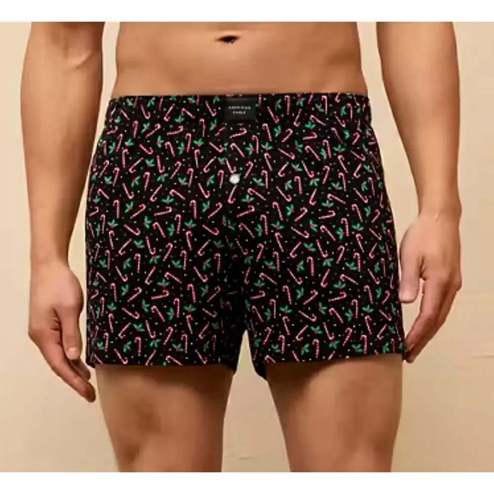 American Eagle Outfitters NWT Candy Cane Festive Holiday Boxers Sz L 35-38
